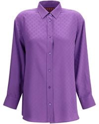 Gucci - Gg Supreme Print Silk Shirt - Lyst