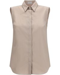Brunello Cucinelli - Sleeveless Shirt Cotton; Polyamide; Elastane - Lyst