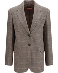 Max Mara - Checked Pattern Wool Blazer - Lyst