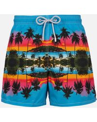 Mc2 Saint Barth - Mid-Length Gustavia Swim-Shorts With Palms Landscape Placed Print Ai Co-Created Design By Rickdick - Lyst