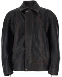 Golden Goose - Jacket With Classic Collar And Distressed Effect - Lyst
