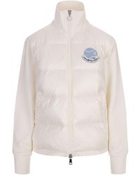 Moncler - Cardigan With Zip And Logo Patch - Lyst