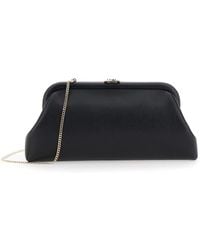 Jimmy Choo - 'Skylar' Clutch With Chain-Link Shoulder Strap And Kiss-Lock Closure With Logo Plaque - Lyst