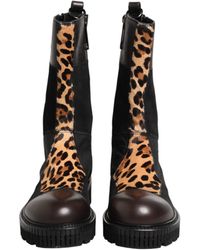 Dolce & Gabbana - Leopard Mid Calf Boots Shoes Crocodile+77Lf - Lyst