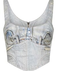 Haikure - Denim Trompe L'Oeil-Print Elsie Corset Top - Lyst