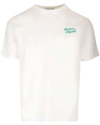 Maison Kitsuné - White T-shirt With Logo - Lyst