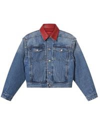Isabel Marant - Devyn Denim Jacket With Leather Collar - Lyst