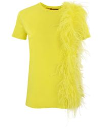 Max Mara Studio - Cotton T-Shirt With Lappole Feathers - Lyst