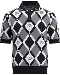 Dolce & Gabbana - Diamond Knit Polo Sweater - Lyst
