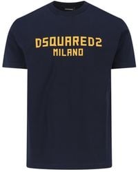 DSquared² - Dark Cotton Crew Neck T-Shirt With Contrasting Logo - Lyst