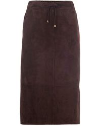 Max Mara - Suede Drawstring Waist Midi Skirt - Lyst