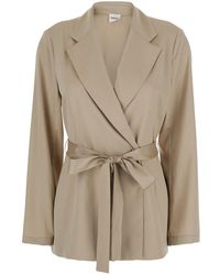 P.A.R.O.S.H. - Double-Breasted Jacket With Notched Revers And Front Belt - Lyst