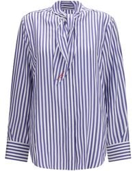 Givenchy - Silk Striped Cocoon Shirt With Bow Electric - Lyst