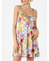 Mc2 Saint Barth - Short Slip Dress Creamy With Flower Print - Lyst