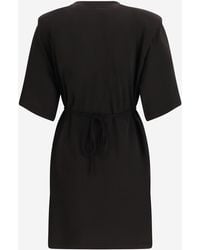Pinko - Short Dress With Structured Shoulders Acetate - Lyst