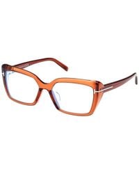 Tom Ford - Eyeglasses Cat Eye Full Rim, Shiny Dark Frame And Clear/-Light Block Lenses Lens Ft5991-F-B048 - Lyst