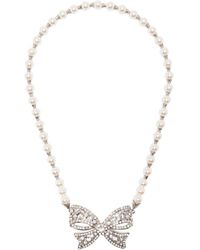 Alessandra Rich - Pearl Bow Necklace - Lyst