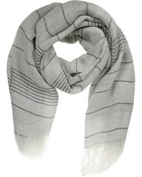 Save 35% Peserico Wool Striped Trim Scarf in Natural Womens Scarves and mufflers Peserico Scarves and mufflers 