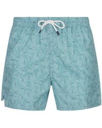 Fedeli - Swim Shorts With Lobster Pattern - Lyst