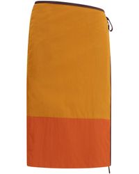Saint Laurent - Tie-Detail Colour-Block Skirt - Lyst