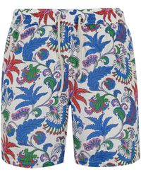 Mc2 Saint Barth - Linen Swimsuit With Flower Print - Lyst