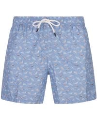 Fedeli - Sky Swim Shorts With Dolphins Pattern - Lyst
