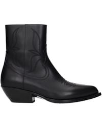 Celine - Leather Ankle Boots - Lyst