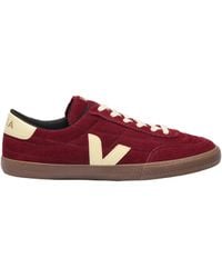 Veja - Suede Burgundy Sneakers With Cream Accents And Translucent Sole - Lyst