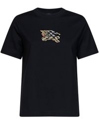 Burberry - Cotton Ekd Check T-Shirt - Lyst