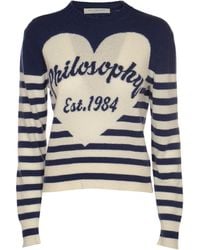 Philosophy Di Lorenzo Serafini - Logo Embroidered Stripe Sweater - Lyst