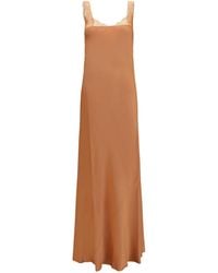 forte_forte - Satin Maxi Dress With Lace Trims Acetate; Viscose - Lyst