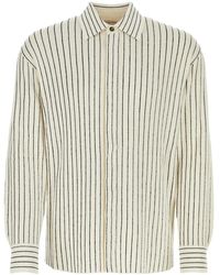 Bottega Veneta - Embroidered Stretch Linen Blend Shirt - Lyst