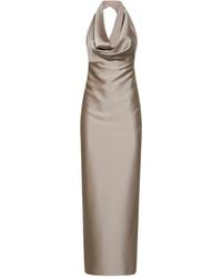 Blanca Vita - Taupe Satin Antea Long Dress - Lyst