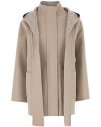Fendi - Sand Wool Blend Parka - Lyst