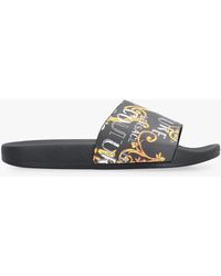 Versace - Black Logo Couture Slides - Lyst