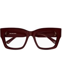 Balenciaga - Eyeglasses Rectangle Full Rim, Burgundy Frame And Clear Demo Lenses Lens Bb0325O004 - Lyst