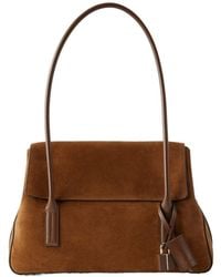 Tom Ford - Eclipse Medium Whisky-Colored Suede Shoulder Bag With Smooth Leather Details - Lyst