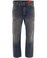 DIESEL - Distressed Denim Jeans With Mid-Rise Waist And Tapered Leg - Lyst