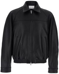 Tonywack - Leather Jacket With Classic Collar And Two Zip Pockets For Lamb Outerwear - Lyst
