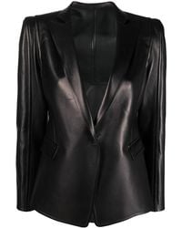 Valentino - Single-Breasted Leather Blazer Clothing - Lyst