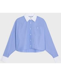 Celine - Celine Contrast-Collar Cotton Shirt - Lyst