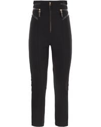 Elisabetta Franchi - Crepe Trousers With Zip Details - Lyst