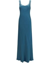 forte_forte - Satin Maxi Dress With Lace Trims Acetate; Viscose - Lyst