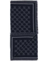 Gucci - Wool Scarf With Gg Pattern - Lyst