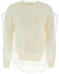 Comme des Garçons - Wool Sweater With Multilayer Tulle Detail - Lyst