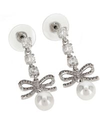 Self-Portrait - Self Portrait 'Bow Crystal Charm' Earrings - Lyst