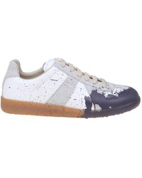 Maison Margiela - Leather Sneakers With Paint Detail - Lyst