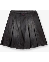 DIESEL - De-Spiki-S Short Denim Skirt With Washed-Out Effect - Lyst