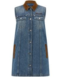 Versace - Suede-Collar Denim Dress - Lyst