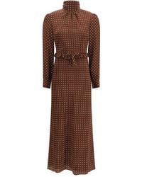 Alessandra Rich - Brown Silk Casual Dress - Lyst